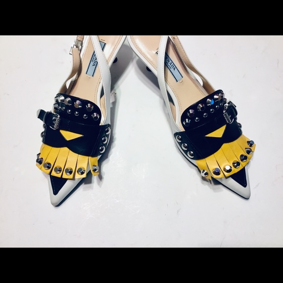 Prada Stud-embellished leather slingback pumps - Picture 2 of 8